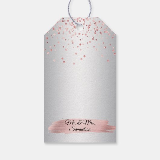 Dusty Roos Gouden Folie Hart Bruiloft Dank u Cadeaulabel (Achterkant)