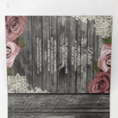 Dusty Roos Grey Wood Trivoudig Weddenschap Drieluik Uitnodiging (Binnenzijde eerst)