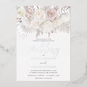Dusty Roos & Ivory Boho Wedding Silver Folie Uitnodiging (Voorkant)