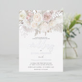 Dusty Roos & Ivory Boho Wedding Silver Folie Uitnodiging (Staand Voorkant)