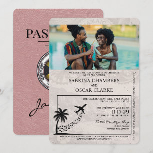Dusty Roos Jamaica Passport Wedding Invitation Kaart