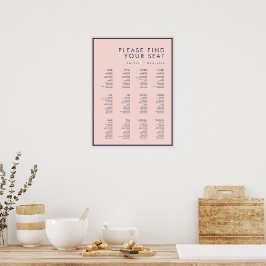Dusty Roos & marinemoderne minimale bruiloft Poster (Keuken)