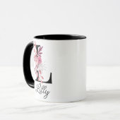 Dusty Roos Mauve Bloemenbrief L Monogram Initiaal Mok (Voorkant links)
