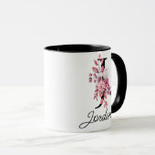 Dusty Roos Mauve Bloemenletter J Monogram Initiaal Mok (Voorkant rechts)