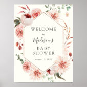 Dusty Roos Mauve Florals en Greenery Welcome Sign Poster (Voorkant)
