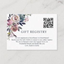 Dusty Roos Mauve Navy Blue QR code GIFT Registry Informatiekaartje