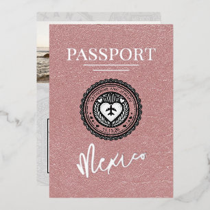 Dusty Roos Mexico Passport Wedding Folie Uitnodiging