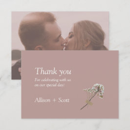 Dusty Roos Minimalist Elegant Hand Press Floral Bedankkaart