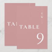 Dusty Roos Minimalist Modern Monogram Tafelnummer (Voorkant / Achterkant)