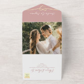 Dusty Roos Minimalist Wedding All In One Uitnodiging (Buitenkant)