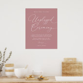 Dusty Roos Minimalist Wedding Unplugged Ceremony Poster (Keuken)