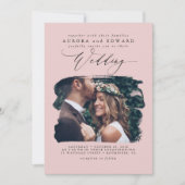 Dusty Roos Modern Boho Wedding Foto Uitnodiging (Voorkant)