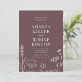 Dusty Roos Modern Floral Wedding Invitation Kaart (Staand voorkant)