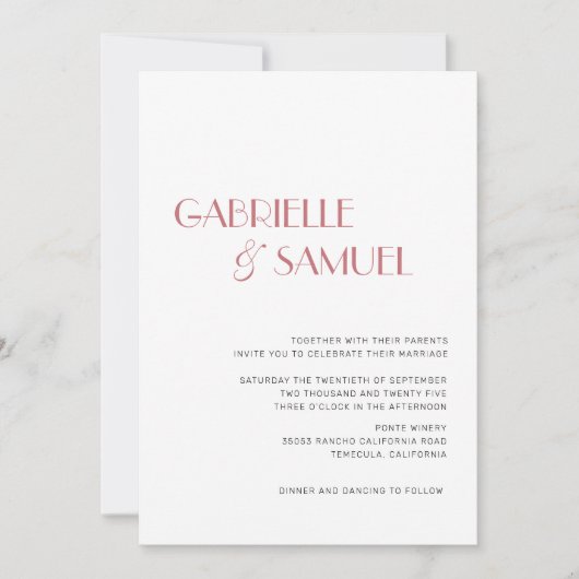 Dusty Roos Modern minimalist Weddenschap (Voorkant)