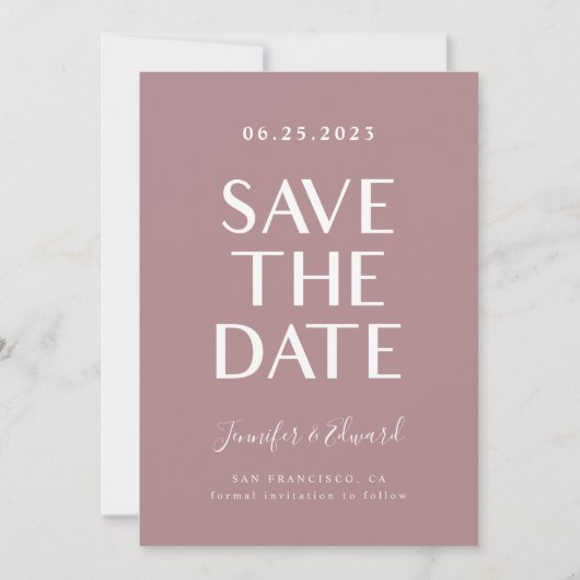 Dusty Roos Modern Wedding Save the Date (Voorkant)