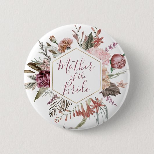 Dusty Roos Moeder van de Bride Button (Voorkant)