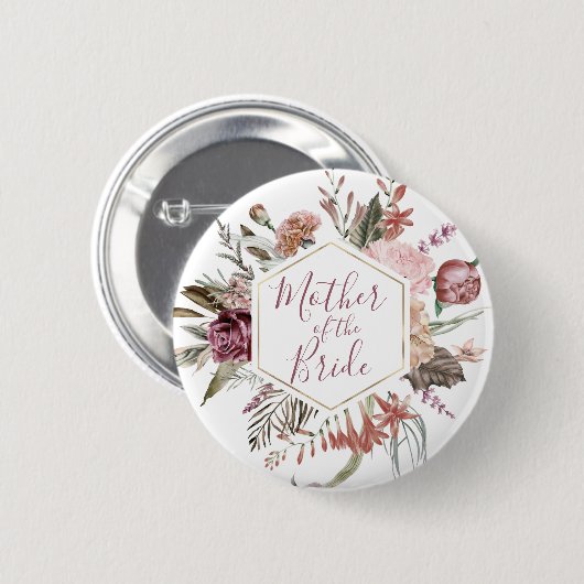 Dusty Roos Moeder van de Bride Button (Voorkant /achterkant)