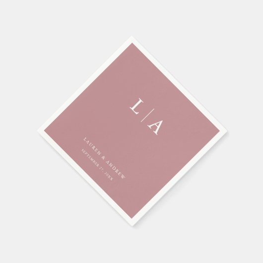 Dusty Roos Monogram Elegant Simple Wedding Napkins Servet (Hoek)