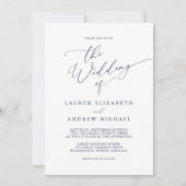 Dusty Roos & Navy Blue Wedding Invitation Kaart (Voorkant)