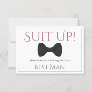 Dusty Roos op wit Be My Best Man Fun Bow Stropdas Kaart