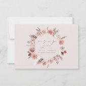 Dusty Roos Pampas Boho Wedding RSVP Kaartje (Voorkant)