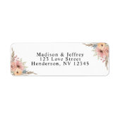  Dusty Roos Peach Floral Wedding address Etiket (Voorkant)