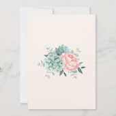 Dusty Roos Peony Succulents Eucalyptus Wedding Kaart (Achterkant)
