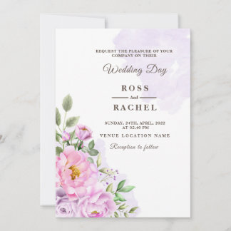 Dusty Roos Pink and Gold Floral Greenery Wedding I Kaart