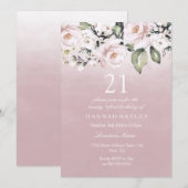 Dusty Roos Pink Blush Womans 21e verjaardag Kaart (Voorkant / Achterkant)