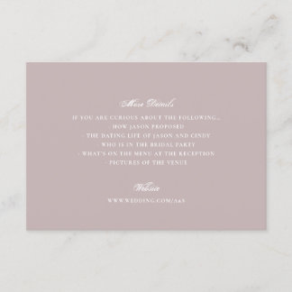 Dusty Roos Pink Formal Classic Elegant Wedding Informatiekaartje