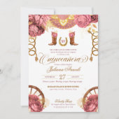 Dusty Roos Pink Gold Elegant Charro Quinceanera Kaart (Voorkant)