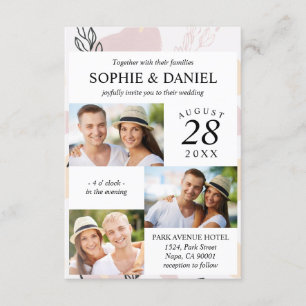 Dusty Roos Pink Line Art Abstract 3 Fotobruiloft Kaart