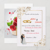 Dusty Roos Pink Mauve Gold Greenery Floral Wedding Kaart (Voorkant / Achterkant)