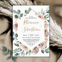 Dusty Roos Pink Mauve Gold Greenery Floral Wedding