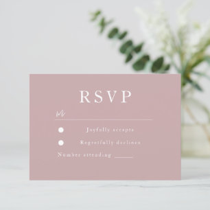Dusty Roos Pink Mauve Wedding & Bridal RSVP Kaartje