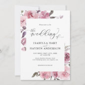 Dusty Roos Pink Pastel Floral Mauve Flower Wedding Kaart (Voorkant)