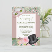Dusty Roos Romantic Floral Wedding Kaart (Staand voorkant)