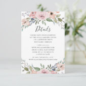 Dusty Roos Roze Bloemen Bruiloft Gast Informatie Informatiekaartje (Staand voorkant)