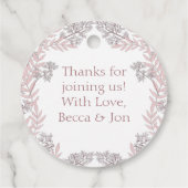 Dusty Roos roze bruiloft  botanisch Bedankjes Labels (Achterkant)