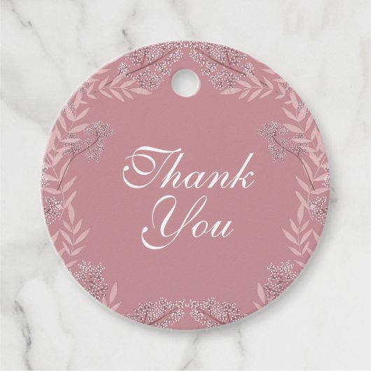 Dusty Roos roze bruiloft  botanisch Bedankjes Labels (Voorkant)