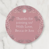 Dusty Roos roze bruiloft botanisch Bedankjes Labels (Achterkant)