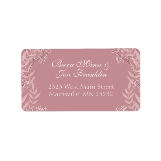 Dusty Roos roze bruiloft  botanisch Etiket (Voorkant)