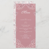Dusty Roos roze bruiloft botanisch Menu (Voorkant / Achterkant)