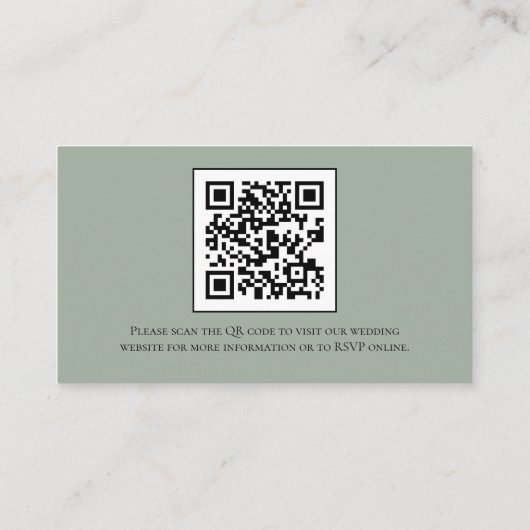 Dusty Roos Sage Bruiloft QR Code Website Details Informatiekaartje (Achterkant)