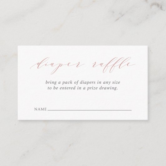Dusty Roos Script Baby shower Luier Raffle Informatiekaartje (Voorkant)