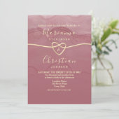 Dusty Roos Script Wedding Invitation Kaart (Staand voorkant)