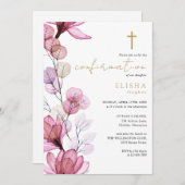 Dusty Roos Transparant Bloemen Goud Bevestiging Kaart (Voorkant / Achterkant)