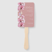 Dusty Roos Transparant Bloemen Trouwprogramma Handwaaier (Voorkant)