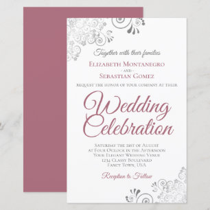 Dusty Roos & White BUDGET bruiloft Uitnodigen Groo