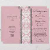 Dusty Roos White Damask Wedding Program (Voorkant / Achterkant)